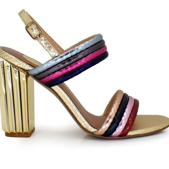 Exe Mona 940 Heeled Sandals Size 7 - Gold - Multicolored- Size 38 (US 7.5) - Picture 10 of 11